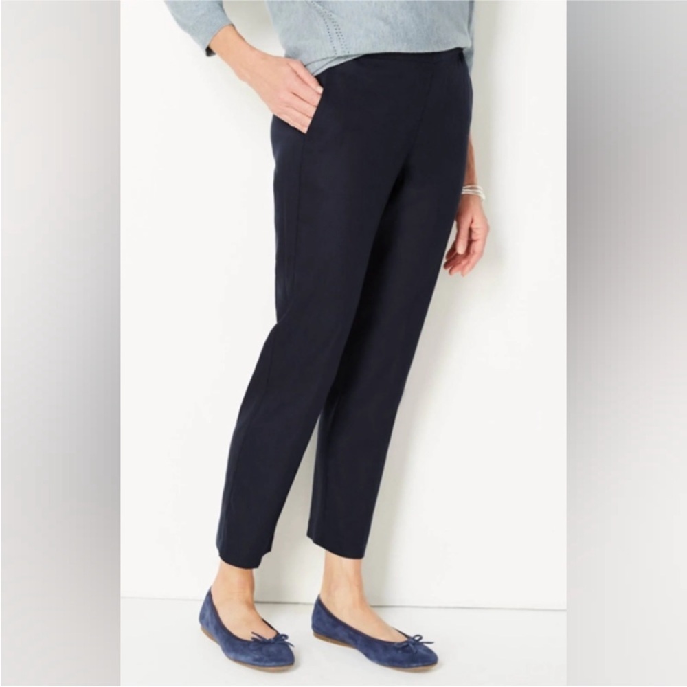 J. Jill Linen Stretch Blue Pull-On Pants Crop Lagenlook Career Women Size Large